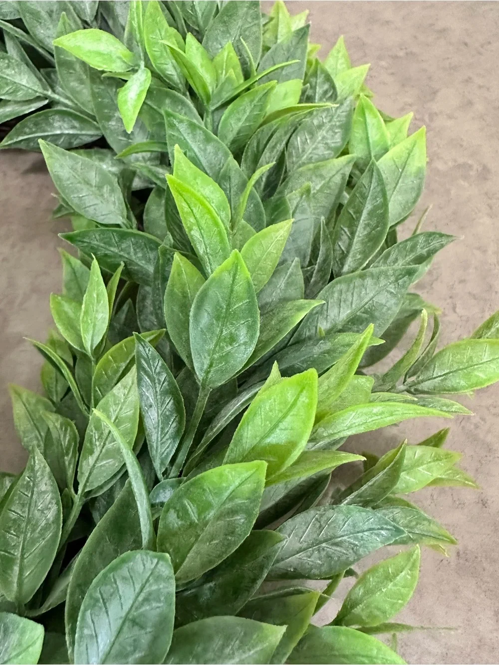 Lush Artificial Ruscus Rainwashed Green Leaf Wreath Candle Ring Home Holiday 13”